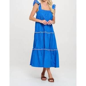 NEW MEET ME IN SANTORINI azure oasis maxi dress in blue